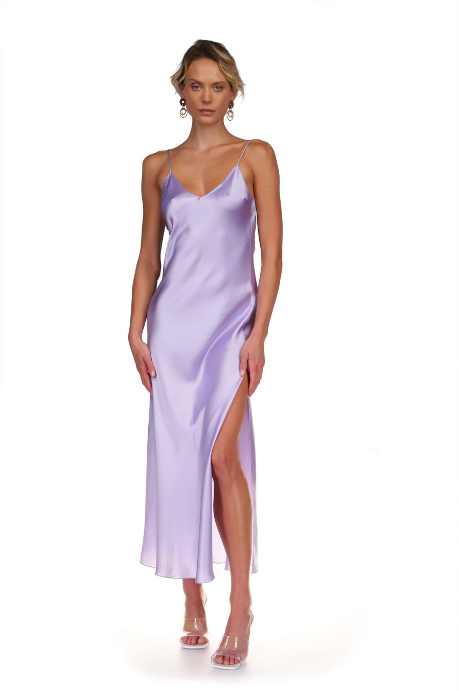 DANNIJO Lavender Maxi Bias Slip Dresses