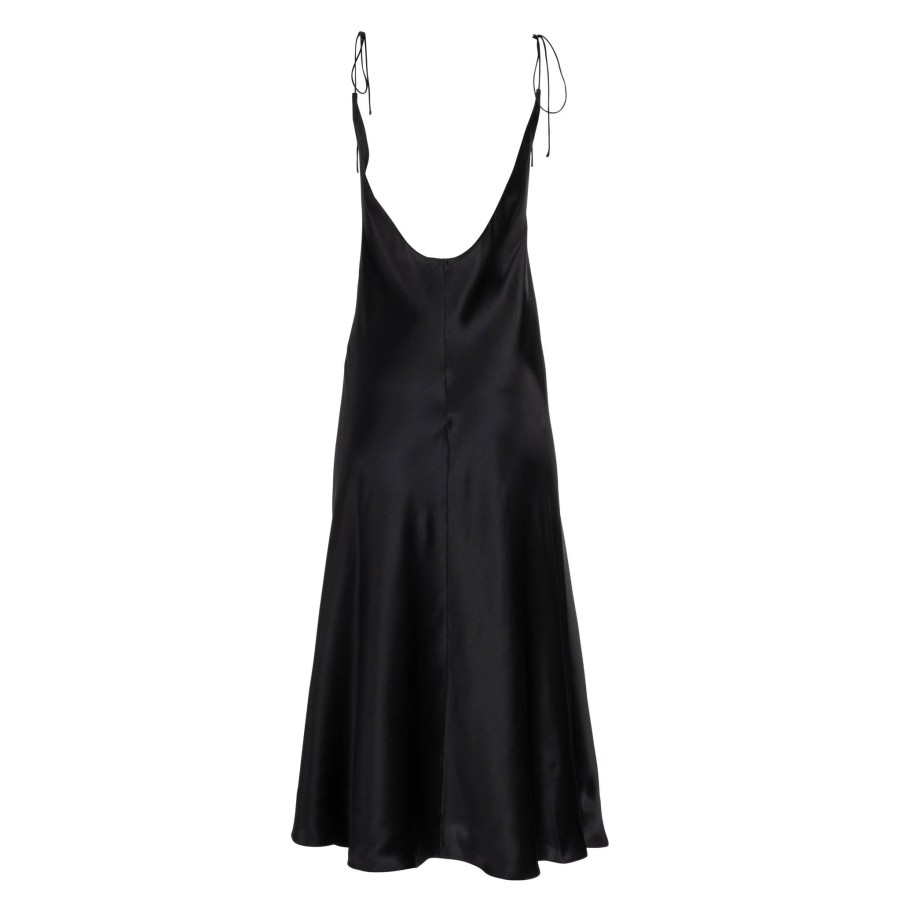 DANNIJO Tie Strap Noir Midi Slip Dress Dresses