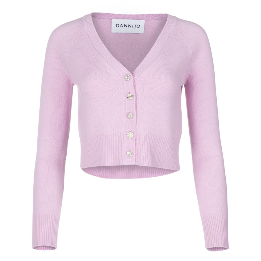 DANNIJO Mauve V-Neck Cropped Cardigan Sweaters