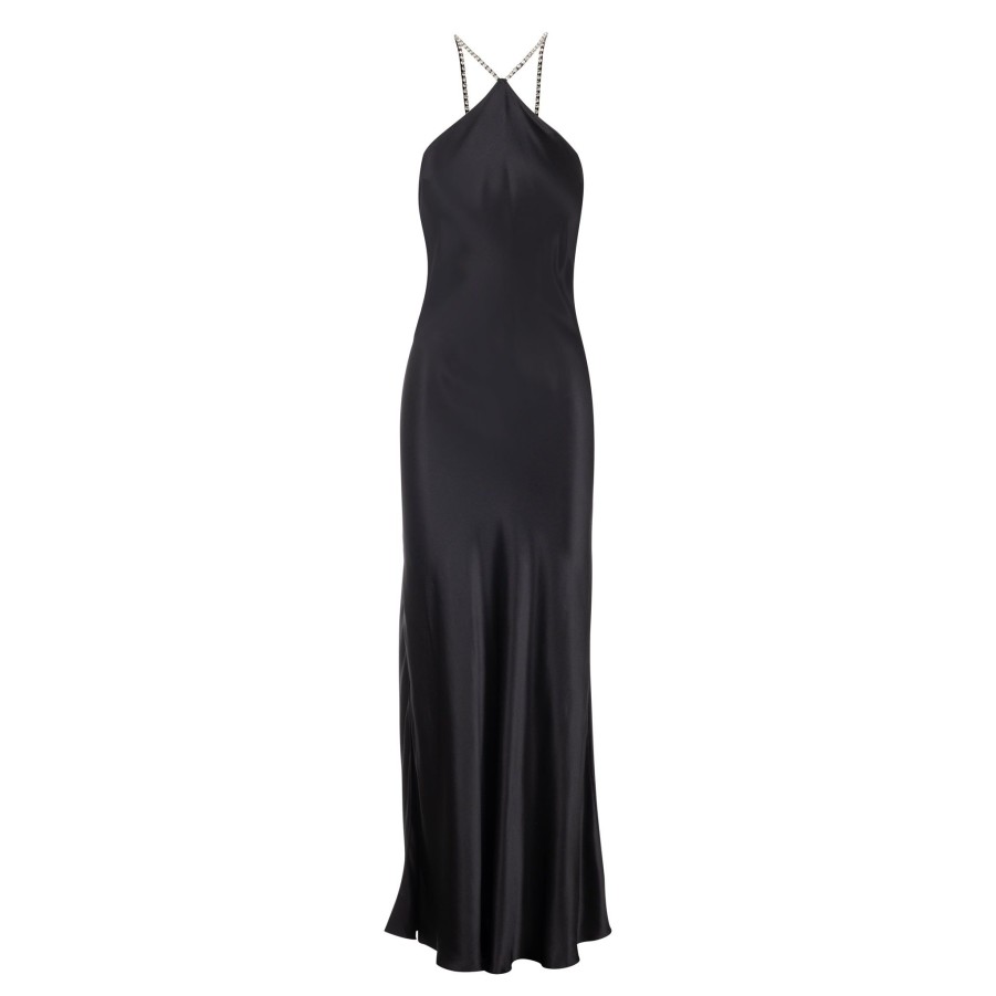 DANNIJO Black Embellished Halter Maxi Dresses