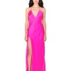 DANNIJO Hot Fuchsia High Slit Deep V Halter Maxi Dresses