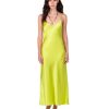 DANNIJO Chartreuse Midi Bias Slip Dresses