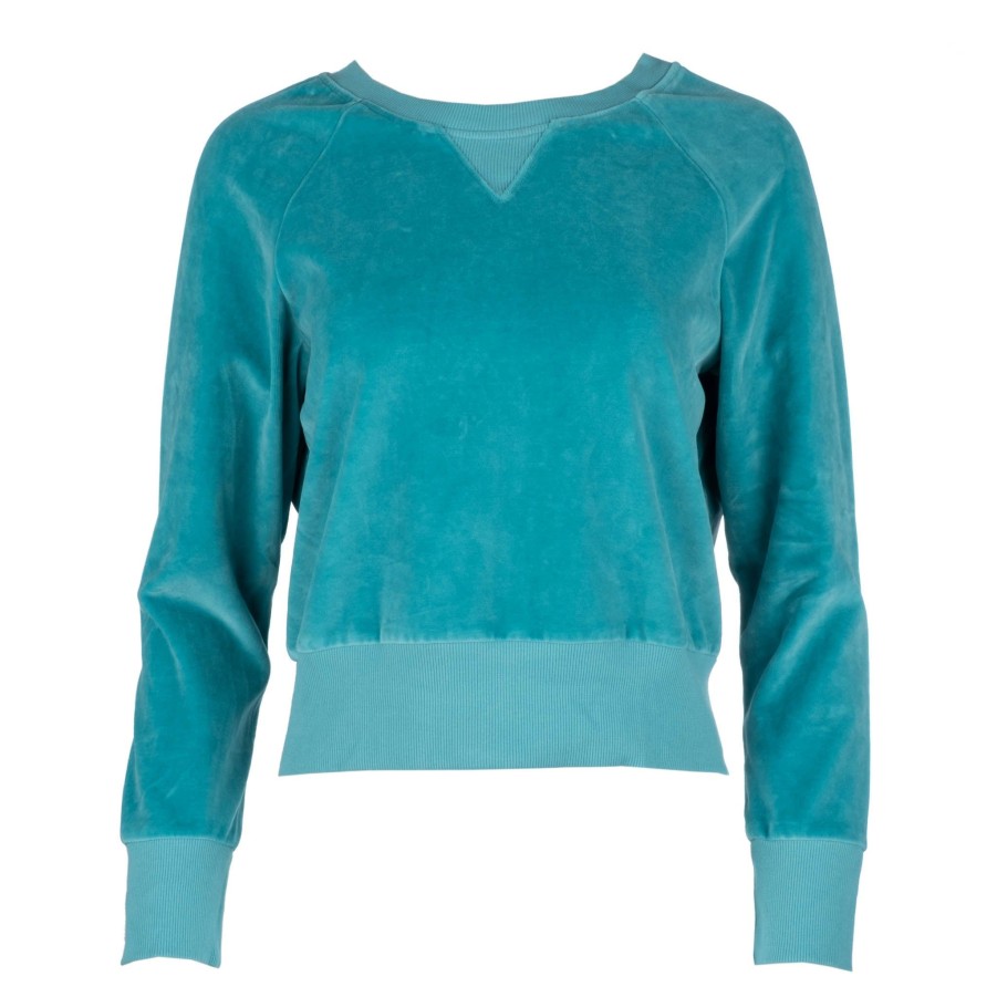 DANNIJO Neon Turquoise Velour Raglan Sweatshirt Sweaters