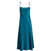 DANNIJO Tie Strap Teal Midi Slip Dress Dresses