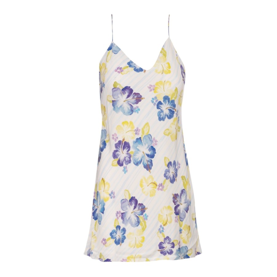 DANNIJO Azul Multi Watercolor Hibiscus Mini Slip Dresses