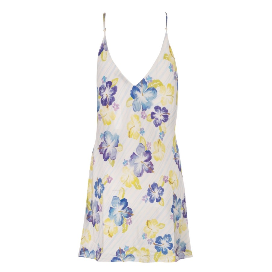 DANNIJO Azul Multi Watercolor Hibiscus Mini Slip Dresses