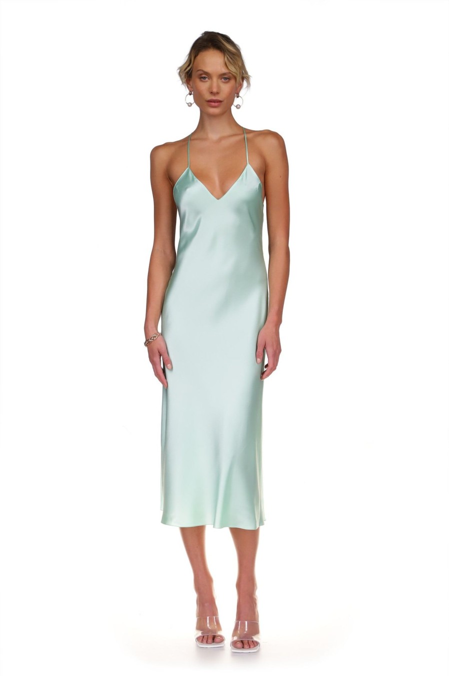 DANNIJO Mint Open Back Cross Strap Midi Dress Dresses