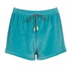 DANNIJO Neon Turquoise Velour Shorts Bottoms