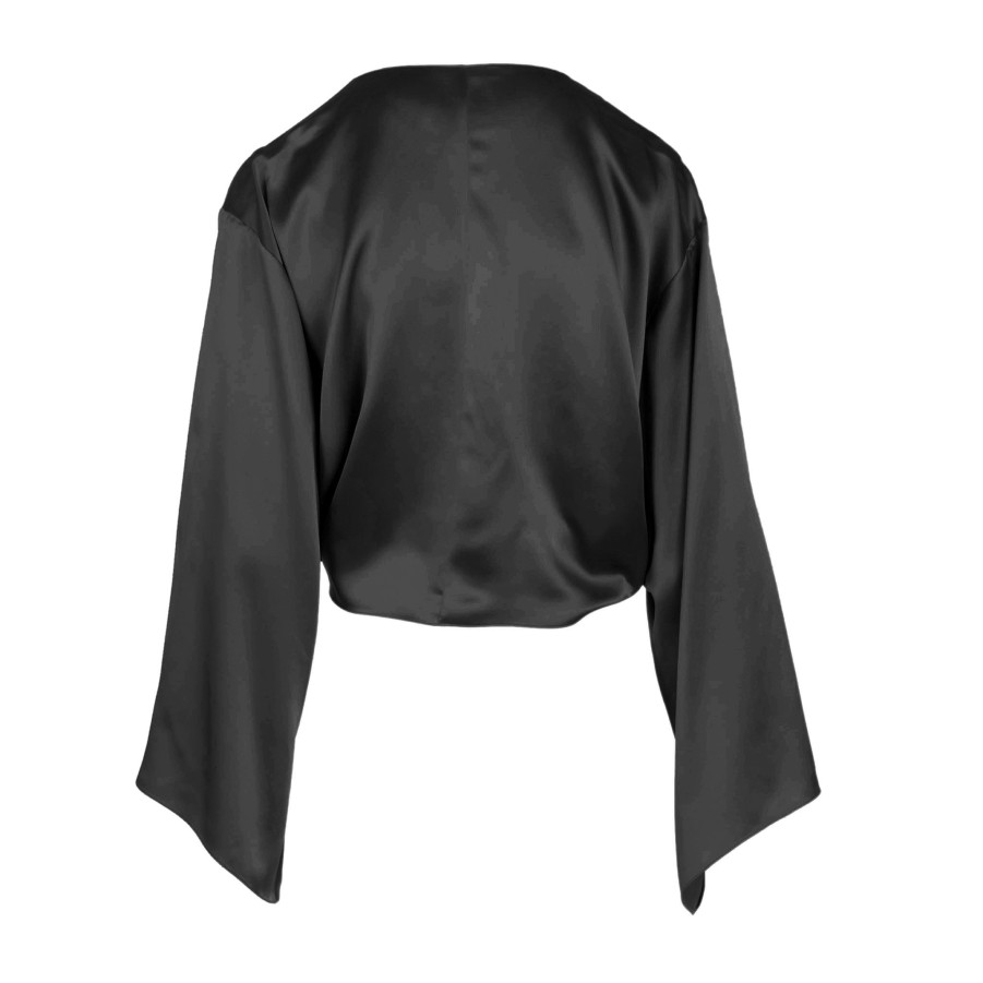 DANNIJO Black Kimono Sleeve Wrap Top Tops