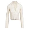 DANNIJO Pearl White Long Sleeve Pleated Polo Top Tops