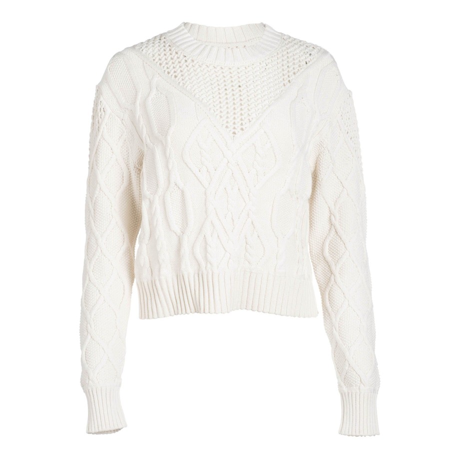 DANNIJO Pearled Ivory Cable Knit Sweater Sweaters