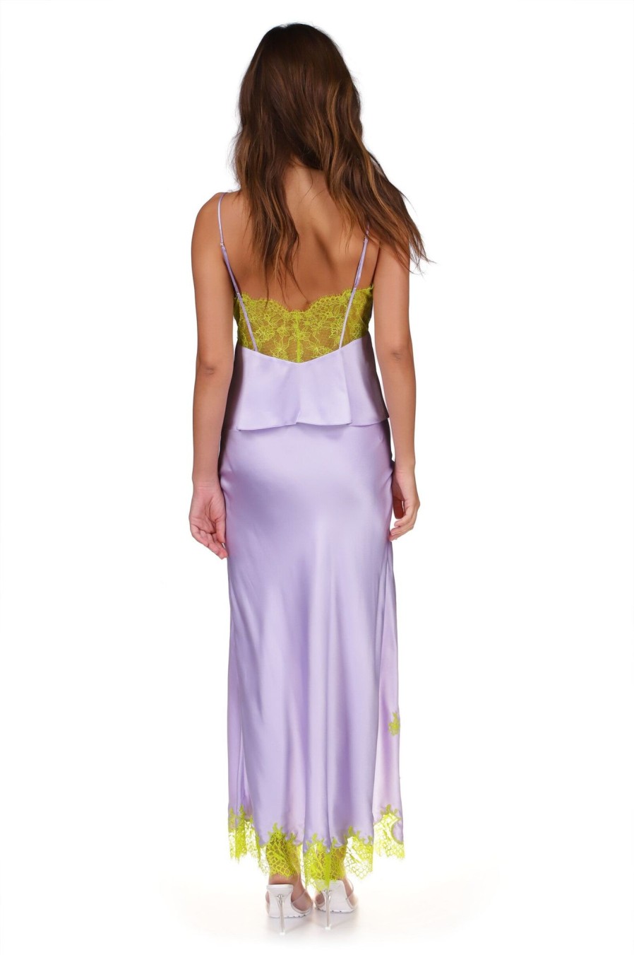 DANNIJO Lavender High Slit Lace Applique Skirt Bottoms