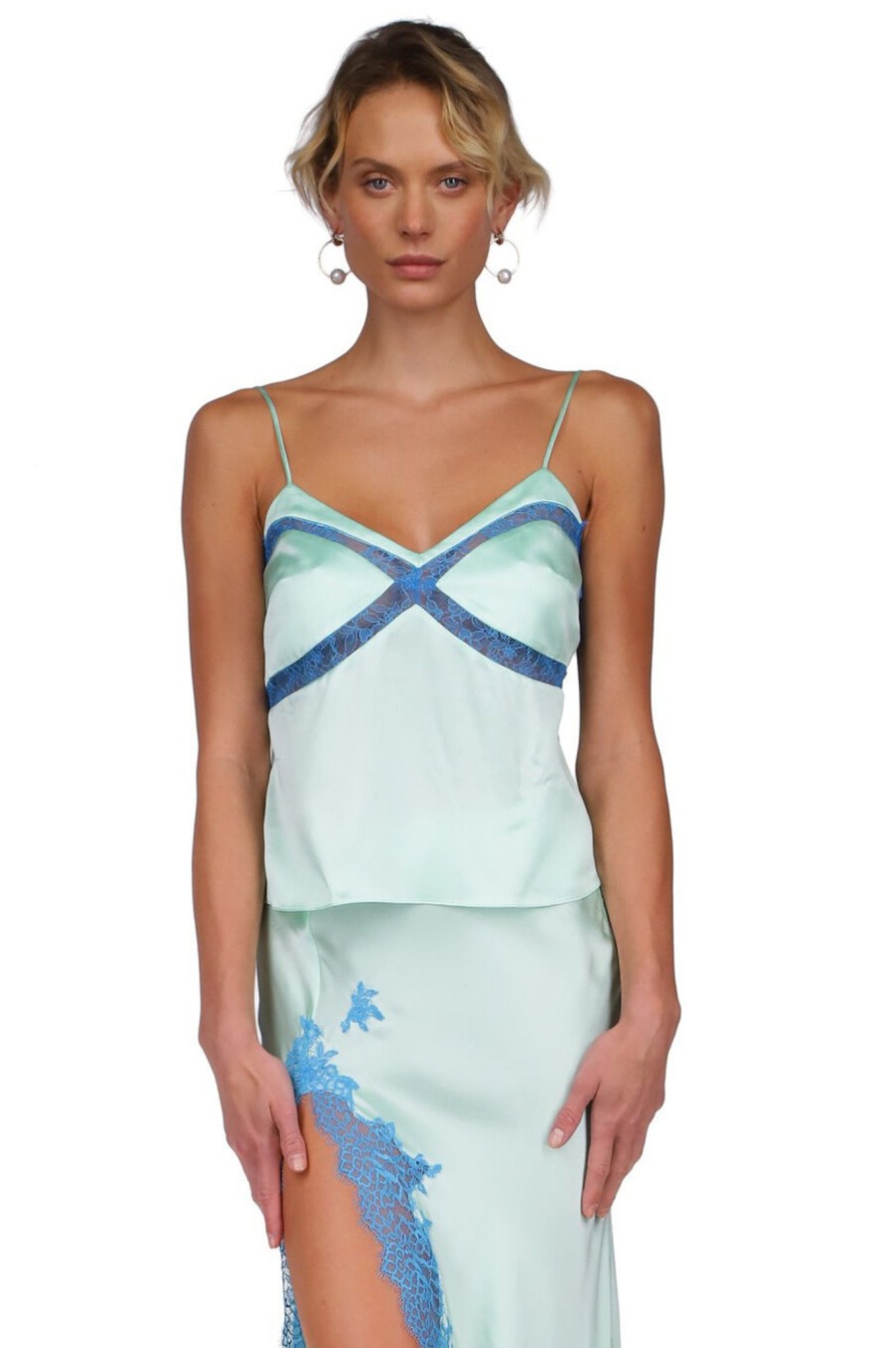 DANNIJO Mint Lace Paneled Camisole Matching Sets