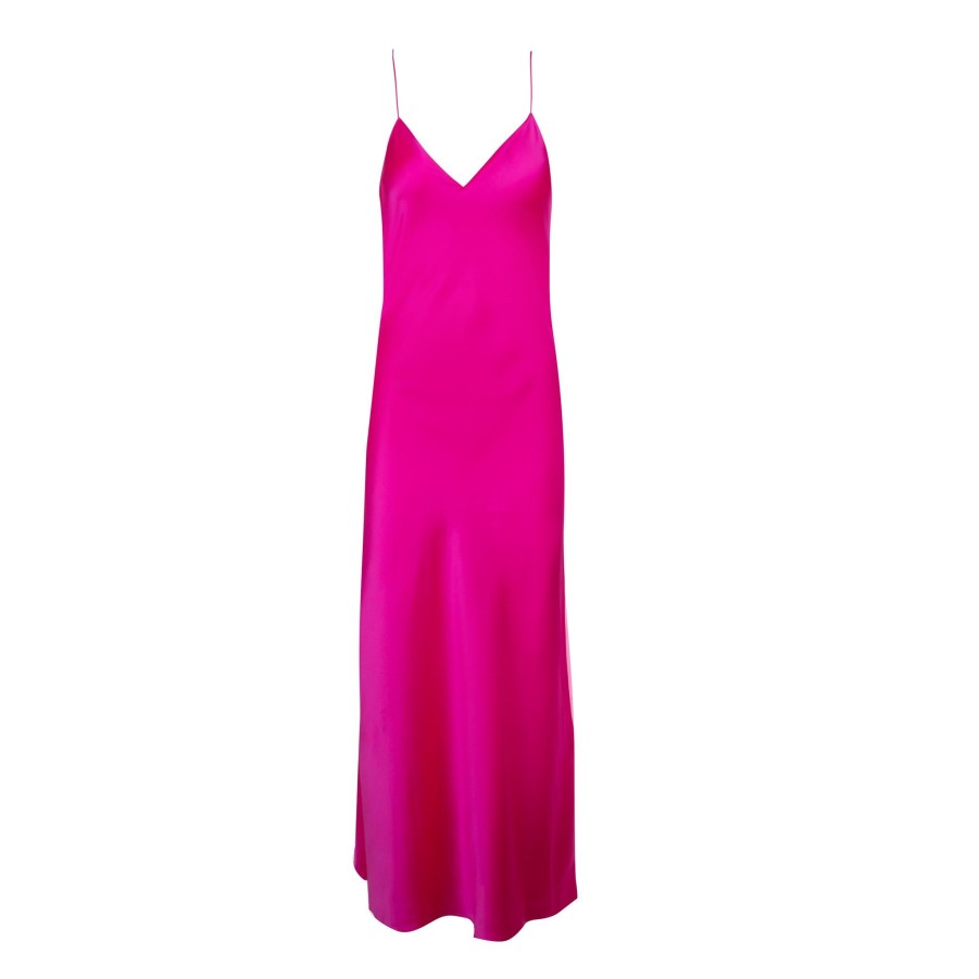 DANNIJO Hot Fuchsia Midi Bias Slip Dresses