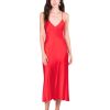 DANNIJO Crimson Red Open Back Cross Strap Midi Slip Dress Dresses