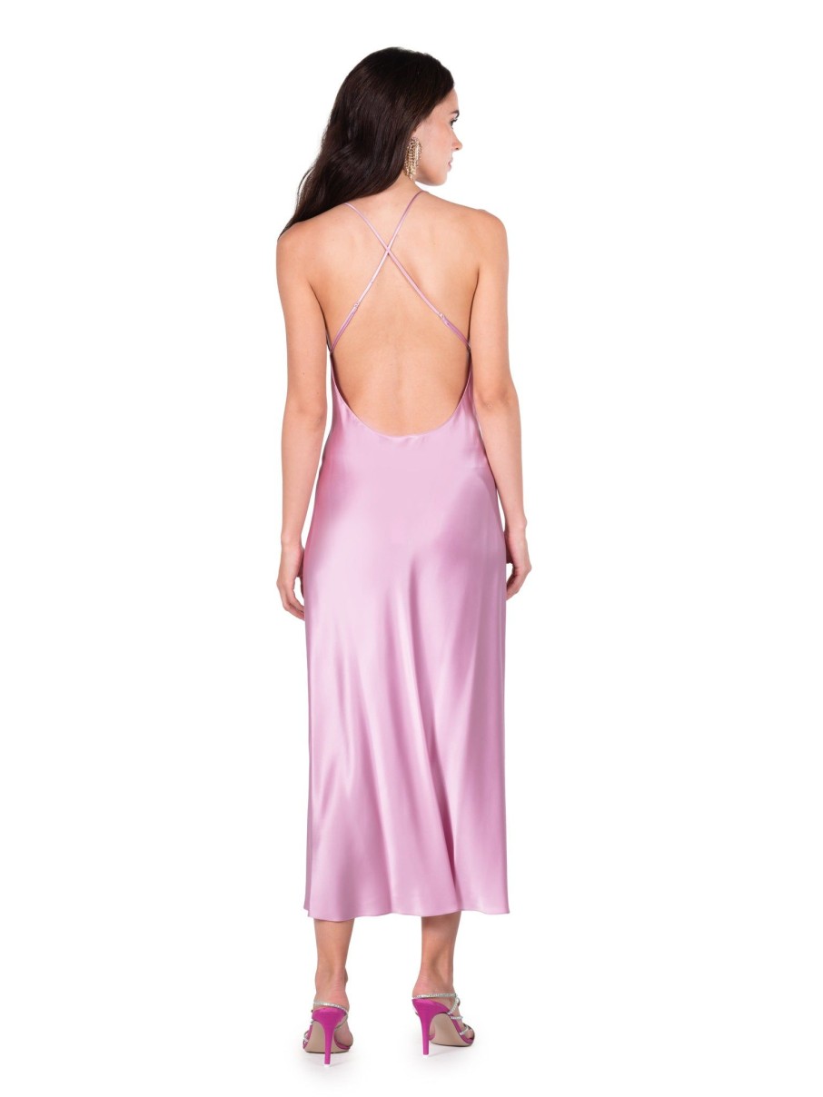 DANNIJO Lilac Open Back Cross Strap Midi Slip Dress Dresses