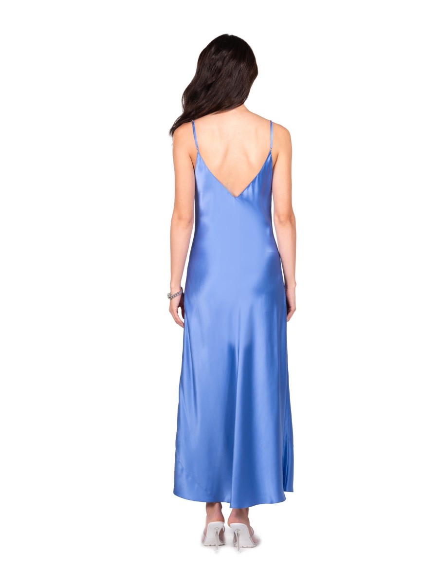 DANNIJO Cornflower Blue Midi Bias Slip Dresses